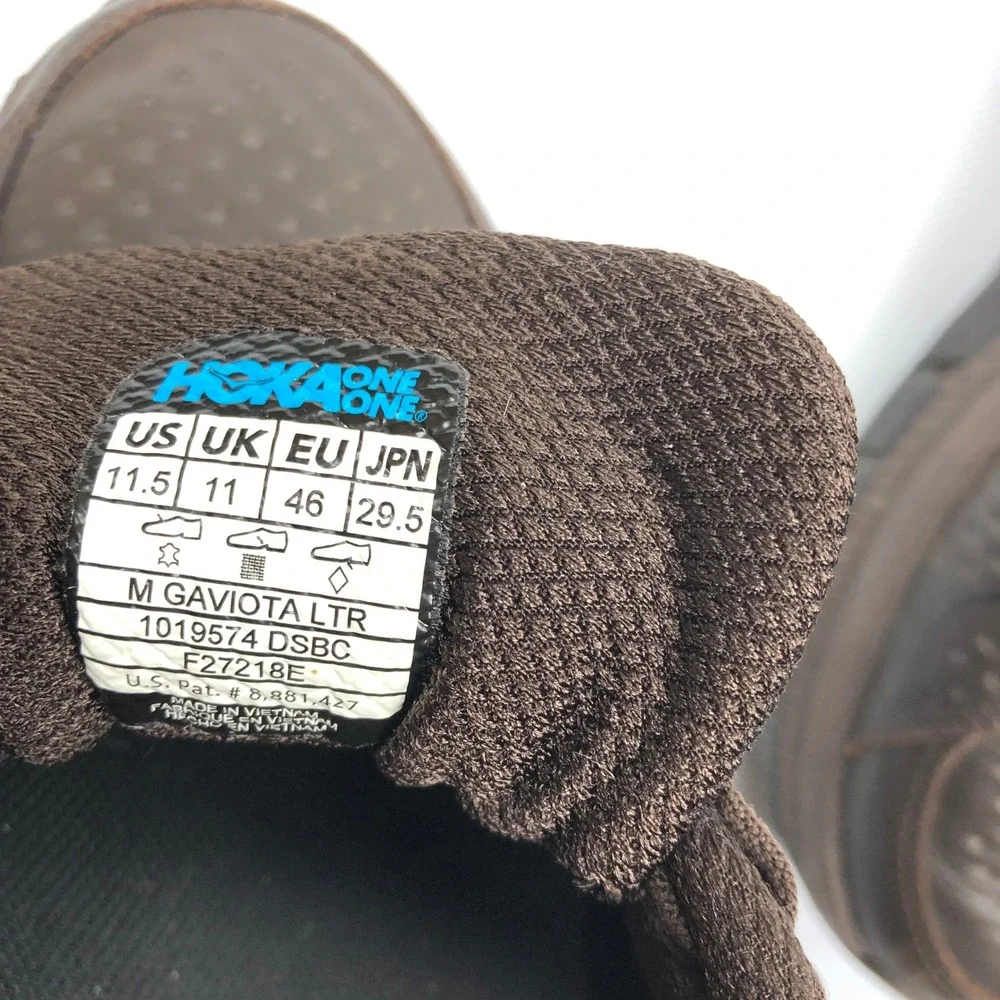 Hoka One Gaviota LTR Brown Leather Walking Shoes Mens 11.5 1019574 DSBC
